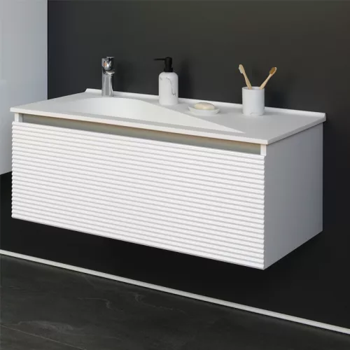 TMP TROYA100 fali fürdőszobabútor - Akrivit öntött műmárvány mosdóval - 100 x 48,5 cm