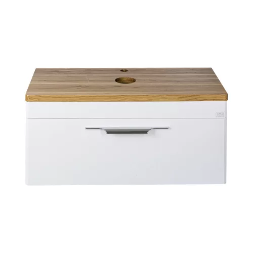 TMP MOON 90 cm fehér - natúr dió - fali fürdőszobabútor - mosdó nélkül - Top Counter mosdókhoz