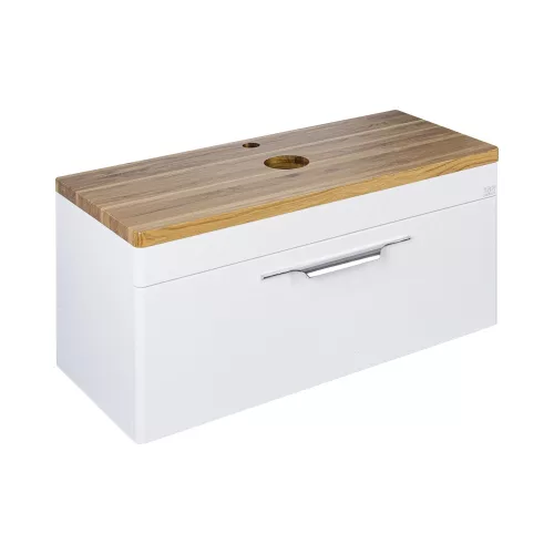 TMP MOON 90 cm fehér - natúr dió - fali fürdőszobabútor - mosdó nélkül - Top Counter mosdókhoz