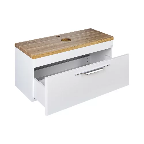 TMP MOON 90 cm fehér - natúr dió - fali fürdőszobabútor - mosdó nélkül - Top Counter mosdókhoz