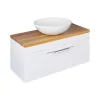 TMP MOON 90 cm fehér - natúr dió - fali fürdőszobabútor - mosdó nélkül - Top Counter mosdókhoz