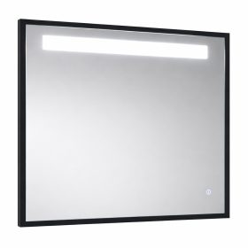   TMP IRON fürdőszobai tükör - FEKETE keret - szögletes - LED világítással - 75 x 68 cm