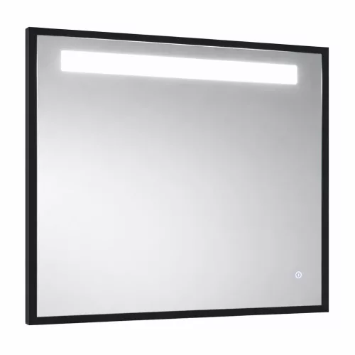 TMP IRON fürdőszobai tükör - FEKETE keret - szögletes - LED világítással - 75 x 68 cm