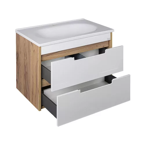 TMP GOLDY 75 fali fürdőszobabútor - öntött műmárvány mosdóval - 75 x 50 x 51 cm