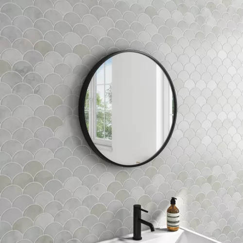 TMP IRON fürdőszobai tükör - FEKETE keret - kerek - 80 cm
