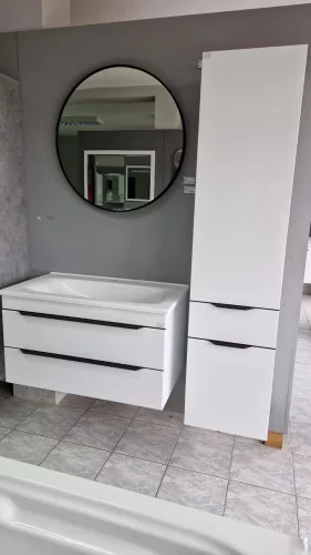 TMP IRON fürdőszobai tükör - FEKETE keret - kerek - 80 cm