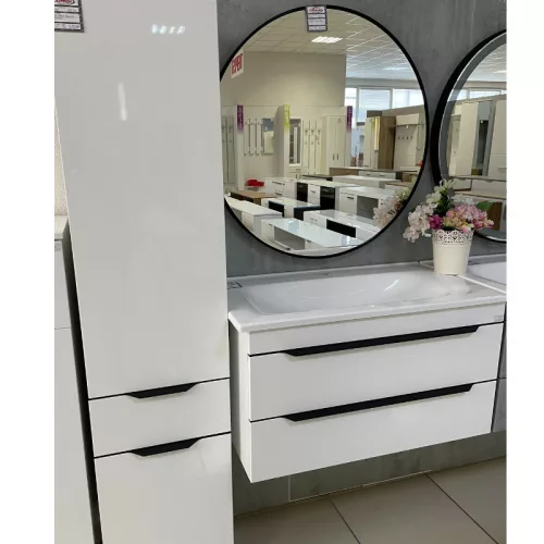 TMP IRON fürdőszobai tükör - FEKETE keret - kerek - 80 cm
