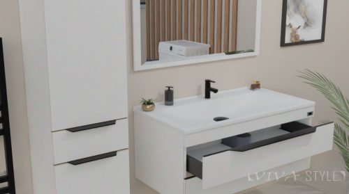 TMP VOX fehér fali függesztett fürdőszobai ÁLLÓSZEKRÉNY - 160 x 38 cm