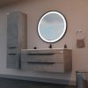 TMP IRON fürdőszobai tükör - FEKETE keret - kerek - LED világítással - 80 cm