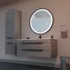 TMP IRON fürdőszoba tükör - FEKETE keret - kerek - LED világítással - érintésmentes kapcsoló - 70 cm