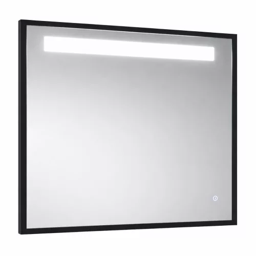 TMP IRON fürdőszobai tükör - FEKETE keret - szögletes - LED világítással - 100 cm
