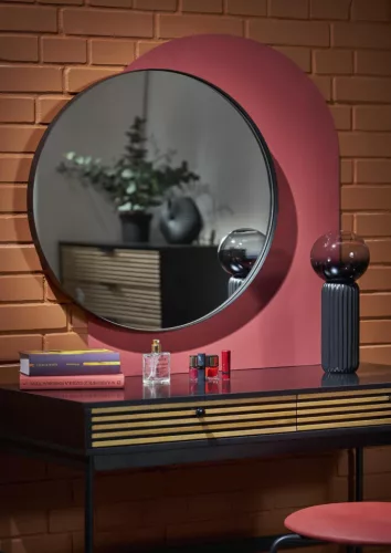 TMP IRON fürdőszobai tükör - FEKETE keret - kerek - 90 cm