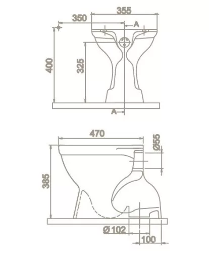 CeraStyle WC csésze - padlón álló - porcelán - ALSÓ kifolyású