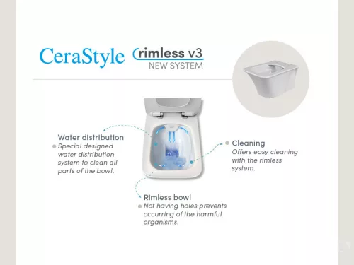 CeraStyle IBIZA fali WC - MATT FEKETE - rimless - perem nélküli