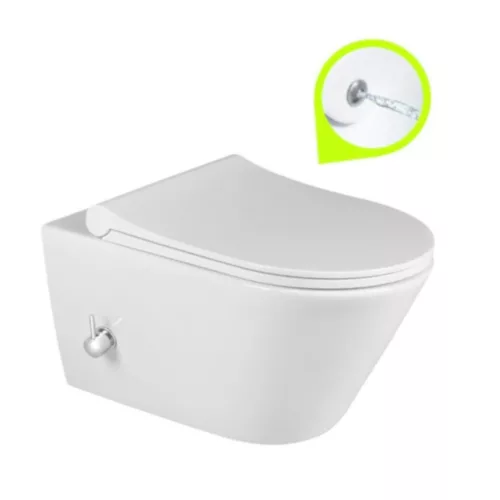 Sanovit AVVA fali WC - BEÉPÍTETT bidé funkcióval - rimless - perem nélküli - 53 cm