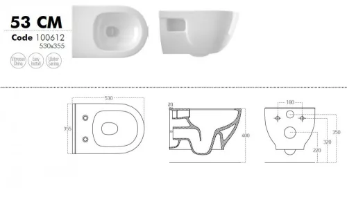 Sanovit BRILLA fali WC - rimless - perem nélküli