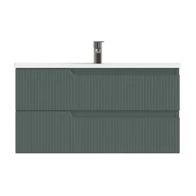   Piramida EURIDIKA fali fürdőszobabútor - műmárvány mosdóval -2 fiókos - PINO ZÖLD - 100 x 48 x 53 cm