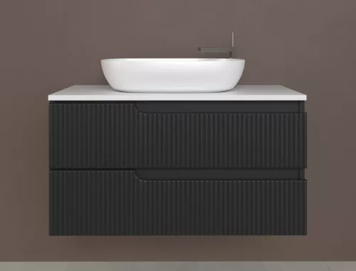 Piramida EURIDIKA fali fürdőszobabútor-mosdópult mosdó nélkül-2 fiókos-PINO FEKETE - 98 x 48 x 53 cm