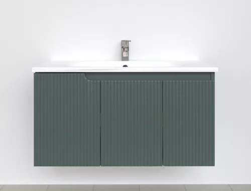 Piramida EURIDIKA fali fürdőszobabútor - műmárvány mosdóval -3 ajtós - PINO ZÖLD -100 x 48 x 53 cm