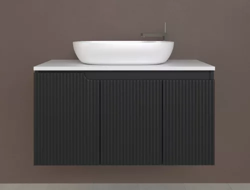Piramida EURIDIKA fali fürdőszobabútor - mosdópult mosdó nélkül -3 ajtós - PINO FEKETE - 100 x 48 x 53 cm