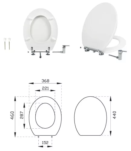 CR BIDÉS WC ülőke - hideg / melegvizes csapteleppel - Duroplast - 44 x 37 cm