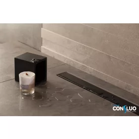   Pestan zuhanyfolyóka Confluo Frameless Line - keret nélküli - FEKETE üveg - 55 cm