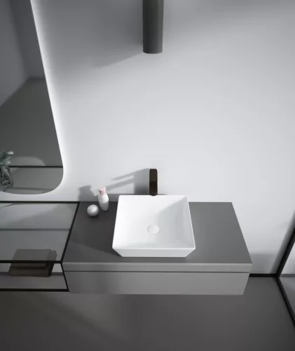 Sanovit DECENTE - PULTRA ültethető - Top Counter - porcelán mosdó -  - 40 x 40 cm