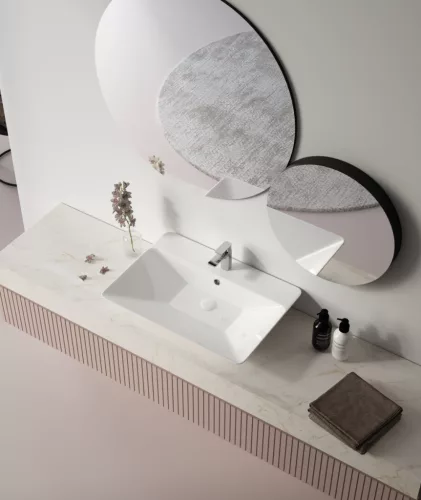 Sanovit TEODORA - PULTRA ültethető - Top Counter - porcelán mosdó -  - 65 x 46 cm