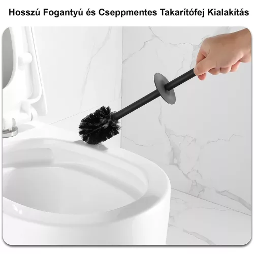 Viva NERO WC-kefe tartó - szögletes - MATT FEKETE - fürdőszobai kiegészítő
