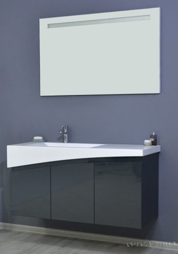 TMP SMYRNA 120 fali fürdőszobabútor - FEKETE - Akrivit öntött márvány mosdóval - 120 cm