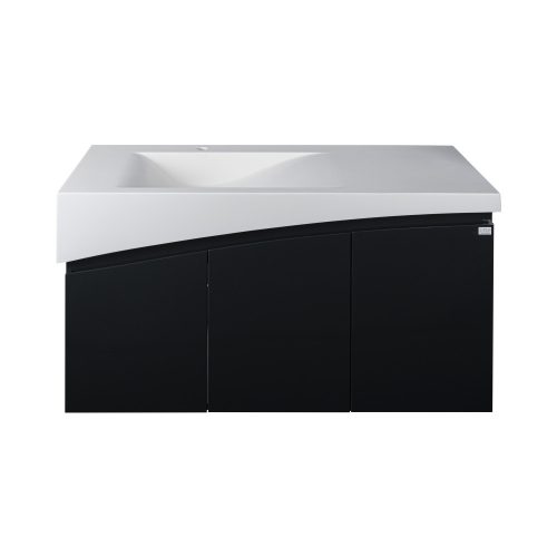 TMP SMYRNA 120 - FEKETE - fali fürdőszobabútor - Akrivit öntött műmárvány mosdóval - 120 x 48,5 cm
