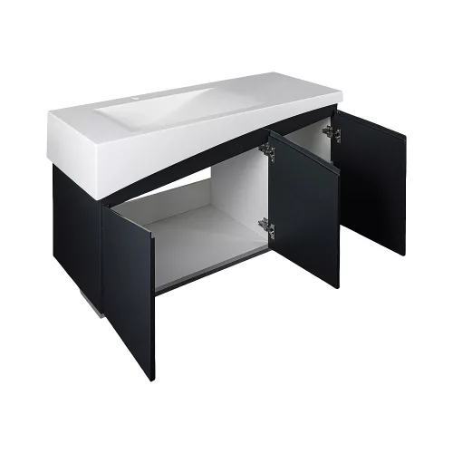 TMP SMYRNA 120 - FEKETE - fali fürdőszobabútor - Akrivit öntött műmárvány mosdóval - 120 x 48,5 cm