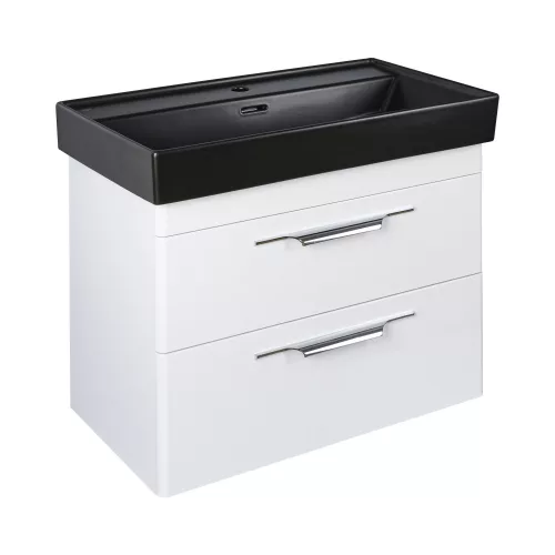 TMP LUX 80 fali fürdőszobabútor - CeraStyle SHARP FEKETE mosdóval - 80 x 48 cm