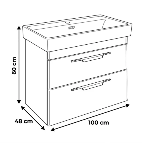 TMP LUX 100 fali fürdőszobabútor - CeraStyle SHARP 37500 mosdóval - 100 x 48 cm