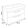 TMP LUX 100D fali fürdőszobabútor - CeraStyle SHARP 37600 DUPLA csaplyukas mosdóval - 100 x 48 cm