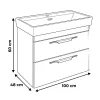 TMP LUX 100 fali fürdőszobabútor - CeraStyle SHARP FEKETE mosdóval - 100 x 48 cm
