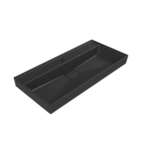 TMP LUX 100 fali fürdőszobabútor - CeraStyle SHARP FEKETE mosdóval - 100 x 48 cm