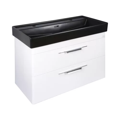 TMP LUX 100D fali fürdőszobabútor - CeraStyle SHARP FEKETE DUPLA csaplyukas mosdóval - 100 x 48 cm