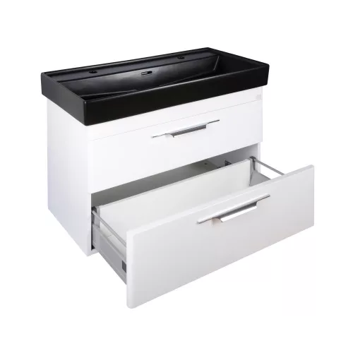 TMP LUX 100D fali fürdőszobabútor - CeraStyle SHARP FEKETE DUPLA csaplyukas mosdóval - 100 x 48 cm