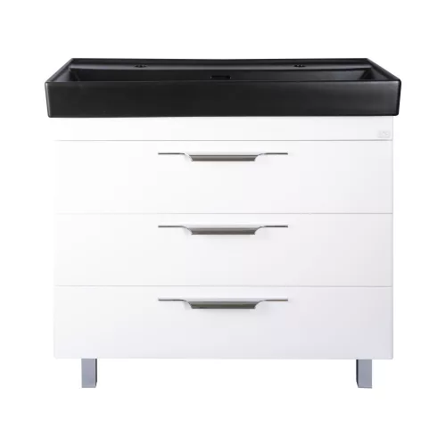 TMP TRIO 100D álló fürdőszobabútor - CeraStyle SHARP FEKETE DUPLA csaplyukas mosdóval - 100 x 48 cm