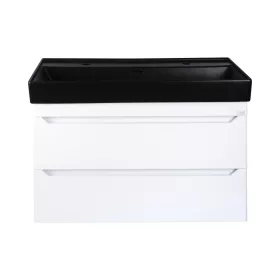   TMP SHARP 100D fali fürdőszobabútor - CeraStyle SHARP FEKETE DUPLA csaplyukas mosdóval - 100 x 48 cm