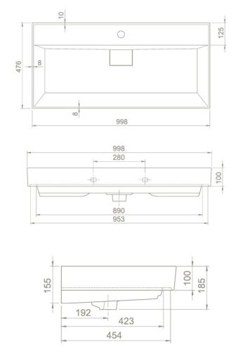 TMP SHARP 100 fali fürdőszobabútor - CeraStyle SHARP - 37500 - 1 csaplyukkal - 100 x 48 cm