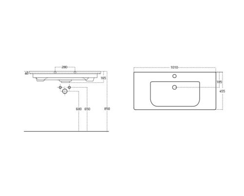 TMP SHARP 100 fali fürdőszobabútor - Isvea Sistema S mosdóval - 101 x 45,5cm