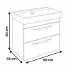 TMP LUX 60 fali fürdőszobabútor - CeraStyle SHARP FEKETE mosdóval - 60 x 48 cm