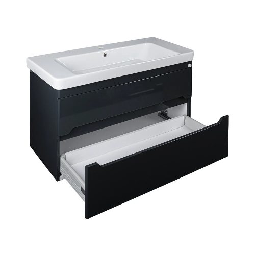 TMP SHARP 105 - FEKETE - fali fürdőszobabútor- Sanovit LUXURY 11105 mosdóval - 105 x 46 cm