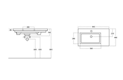 Sanovit ISIK - porcelán mosdókagyló - 85 x 44 cm
