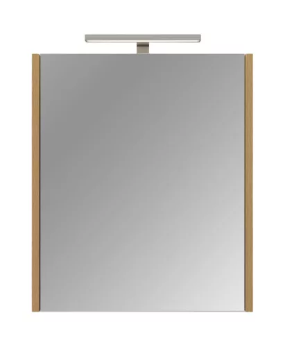 Piramida AKVA Tükrös fürdőszobai szekrény - LED világítással - FEHÉR-TÖLGY - 60 x 69 x 15 cm