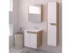 Piramida AKVA Tükrös fürdőszobai szekrény - LED világítással - FEHÉR-TÖLGY - 60 x 69 x 15 cm