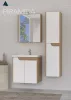 Piramida AKVA Tükrös fürdőszobai szekrény - LED világítással - FEHÉR-TÖLGY - 60 x 69 x 15 cm