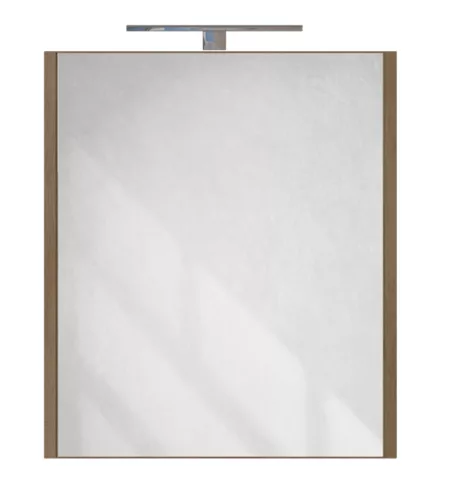Piramida AKVA Tükrös fürdőszobai szekrény - LED világítással - FEHÉR-TÖLGY - 60 x 69 x 15 cm